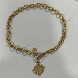 Susan Shaw Signed Handcast Gold Coin Toggle
Necklace